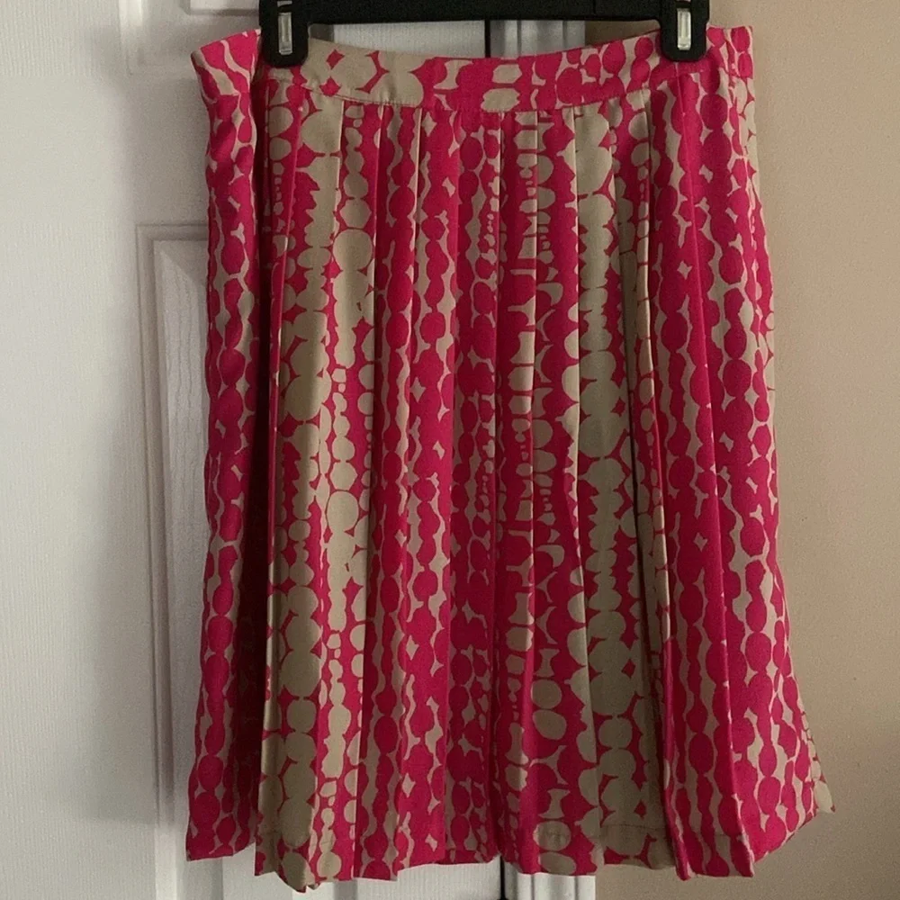 Harper And Gray Red And Tan Abstract Button Down Pleated Mini Skirt Size XL